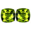 4.18 ct(2pcs) MATCHING PAIR Cushion (7.98 x 8.09 mm) Natural Green Peridot