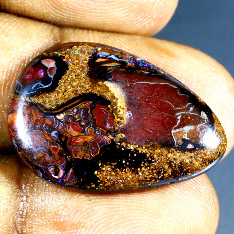17.27 ct Incredible Fancy Shape (26 x 18 mm) Multi Color Australian Koroit Boulder Opal Natural Loose Gemstone