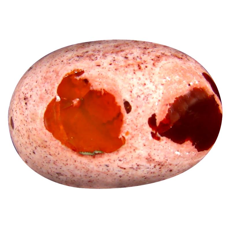 17.59 ct Valuable Oval Cabochon (22 x 15 mm) Un-Heated Mexico Matrix Fire Opal Loose Gemstone