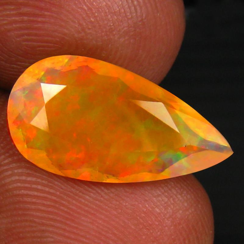 2.98 ct Mesmerizing Pear (17 x 9 mm) Un-Heated Ethiopia Rainbow Opal Loose Gemstone