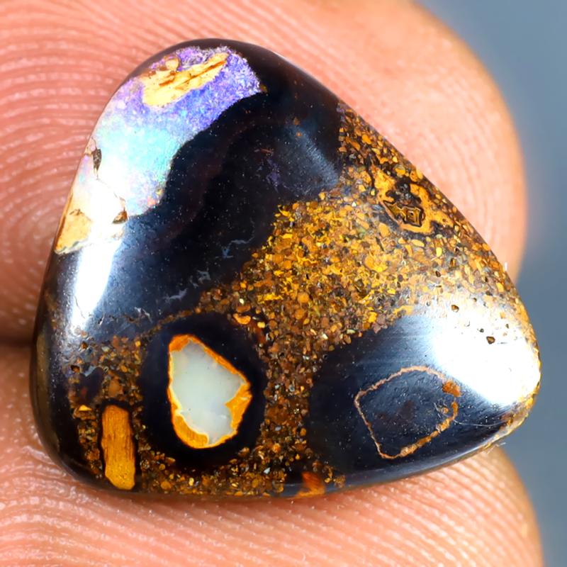 6.65 ct Astonishing Fancy Shape (16 x 15 mm) Multi Color Australian Koroit Boulder Opal Natural Loose Gemstone