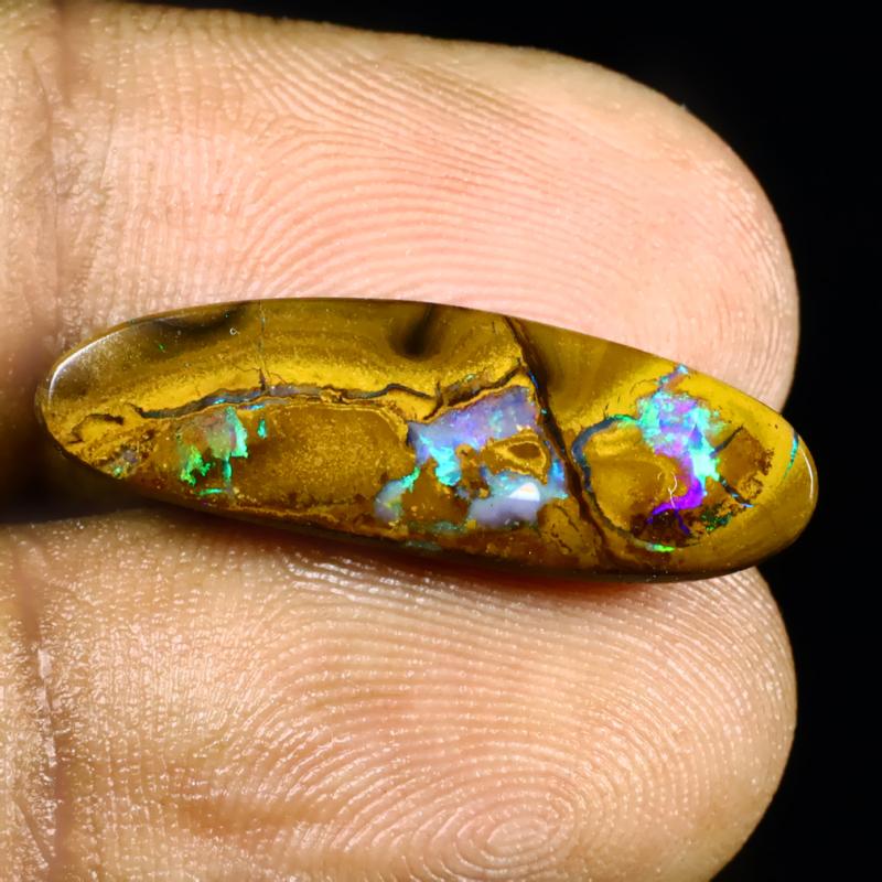 7.19 ct Fantastic Fancy Shape (24 x 8 mm) Multi Color Australian Koroit Boulder Opal Natural Loose Gemstone