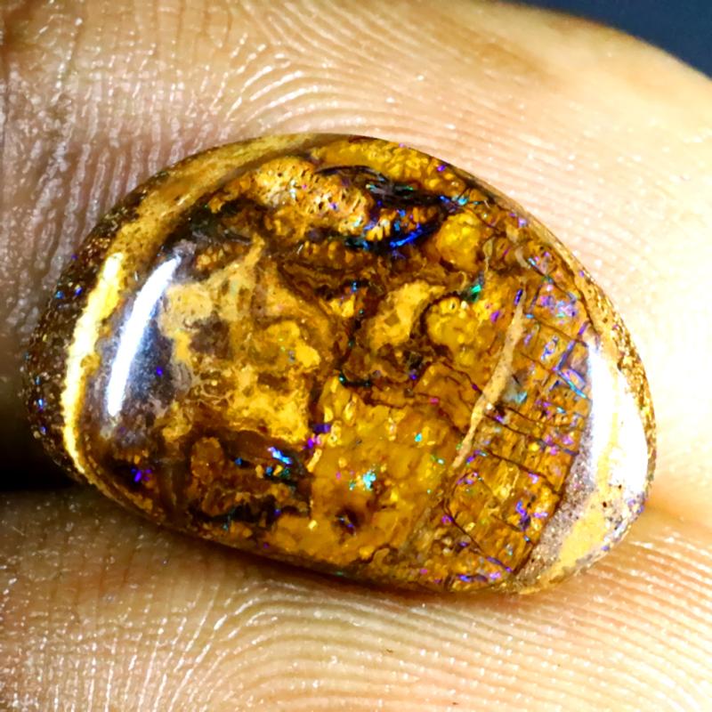 6.06 ct Awe-inspiring Fancy Shape (17 x 11 mm) Multi Color Australian Koroit Boulder Opal Natural Loose Gemstone