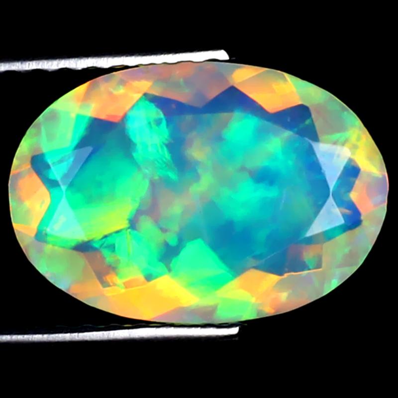 1.73 ct Very good Oval (12 x 8 mm) Ethiopian 360 Degree Flashing Rainbow Opal Natural Gemstone