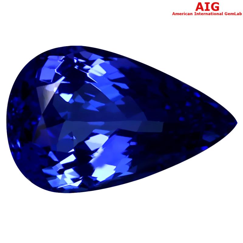 3.19 ct AIG CERTIFIED AAAA+ GRADE EXTRAORDINARY PEAR CUT (12 X 8 MM) D'BLOCK TANZANITE GEMSTONE