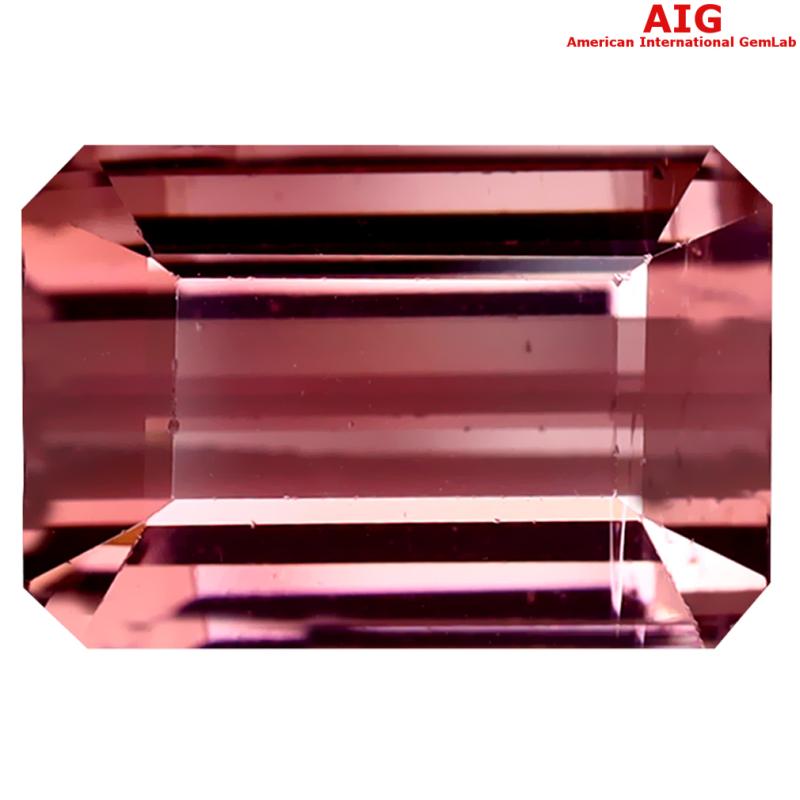 6.24 ct AIG Certified Eye-opening Octagon Cut (12 x 8 mm) Unheated / Untreated Orange Pink Tourmaline Loose Stone