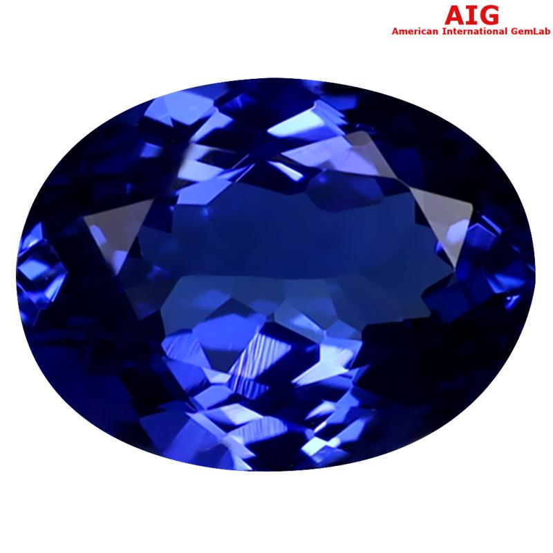 1.65 ct AIG CERTIFIED AAAA GRADE PHENOMENAL OVAL CUT (9 X 7 MM) D'BLOCK TANZANITE GEMSTONE