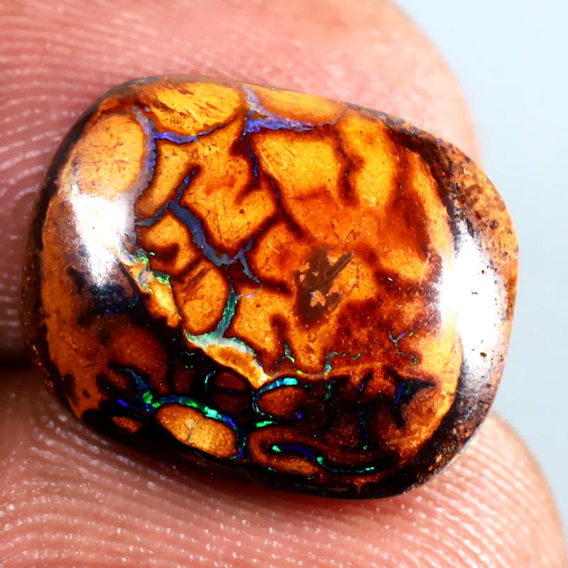 5.79 ct Elegant Fancy Shape (15 x 12 mm) Multi Color Australian Koroit Boulder Opal Natural Loose Gemstone