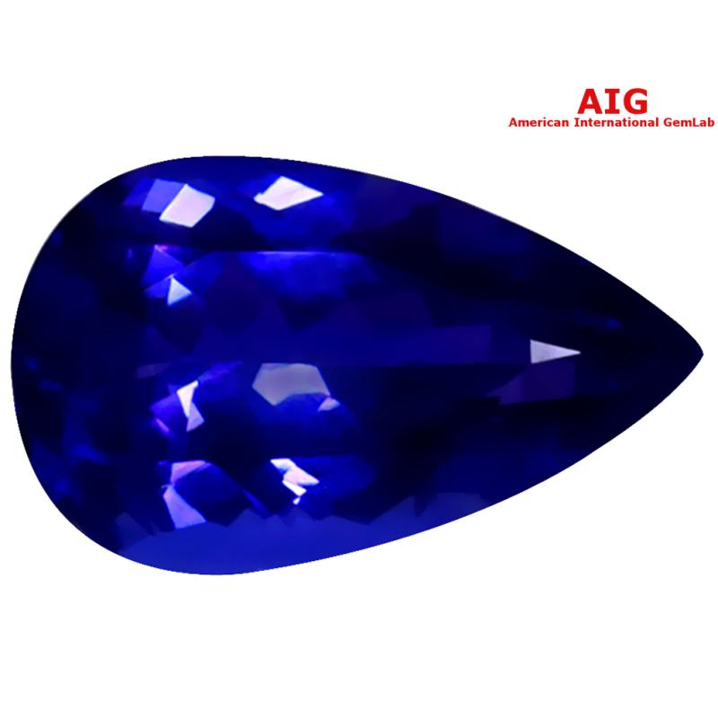2.98 ct AIG Certified AAAA Grade Amazing Pear Cut (12 x 7 mm) D'Block Tanzanite Gemstone