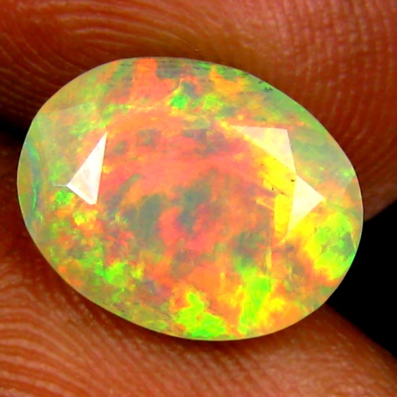 2.21 ct Wonderful Oval (11 x 9 mm) Un-Heated Ethiopia Rainbow Opal Loose Gemstone