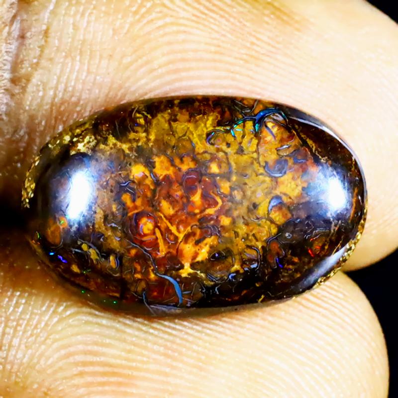 7.95 ct Grand looking Fancy Shape (18 x 11 mm) Multi Color Australian Koroit Boulder Opal Natural Loose Gemstone