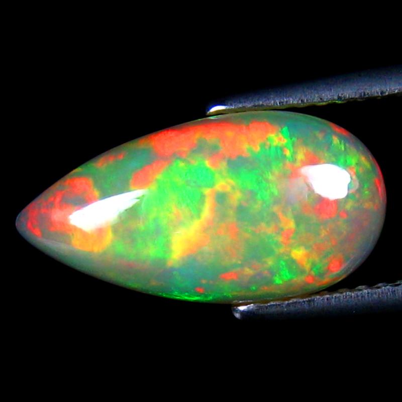 2.58 ct Dazzling Pear Cabochon Cut (16 x 8 mm) Ethiopia Play of Colors Rainbow Opal Natural Gemstone