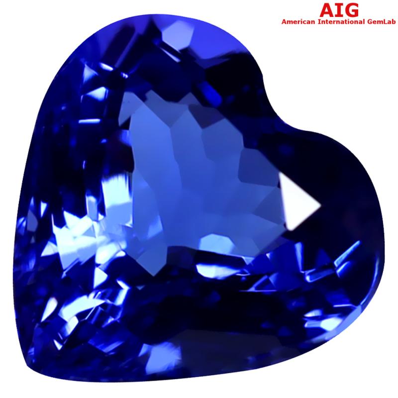 2.73 ct AIG CERTIFIED AAAA GRADE SIGNIFICANT HEART CUT (9 X 9 MM) D'BLOCK TANZANITE GEMSTONE