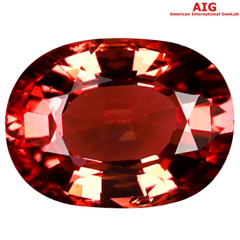 2.22 ct AIG Certified Magnificent fire Oval Shape (10 x 7 mm) Orange Pink Tourmaline Natural Gemstone