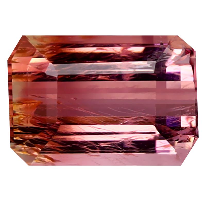 3.87 ct Five-star Octagon Cut (10 x 7 mm) Mozambique Bi Color Tourmaline Natural Gemstone
