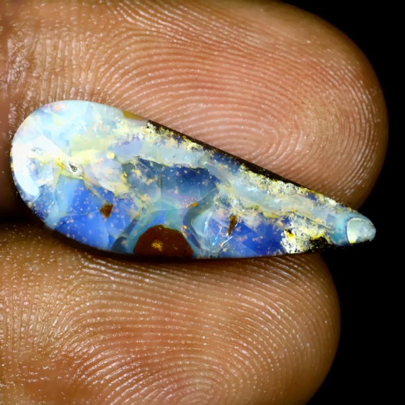 5.59 ct Shimmering Fancy Shape (22 x 9 mm) Multi Color Australian Koroit Boulder Opal Natural Loose Gemstone