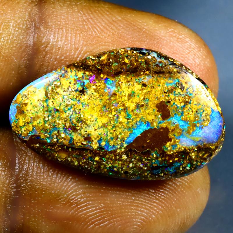 14.21 ct Gorgeous Fancy Shape (25 x 16 mm) Multi Color Australian Koroit Boulder Opal Natural Loose Gemstone