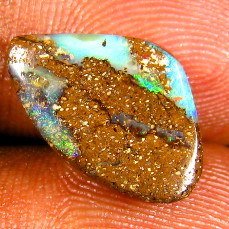 3.69 ct Amazing Fancy Shape (15 x 9 mm) Multi Color Australian Koroit Boulder Opal Natural Loose Gemstone