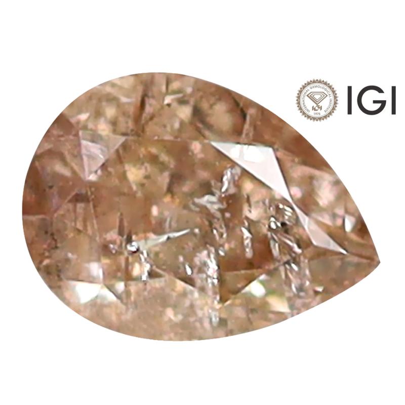 0.32 ct IGI Certified Fabulous Pear Cut (5 x 4 mm) I3 Clarity Fancy Brownish Yellow Diamond
