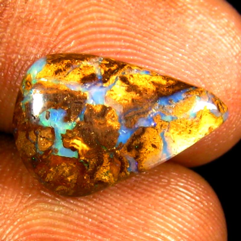 4.34 ct Eye-catching Fancy Shape (16 x 11 mm) Multi Color Australian Koroit Boulder Opal Natural Loose Gemstone