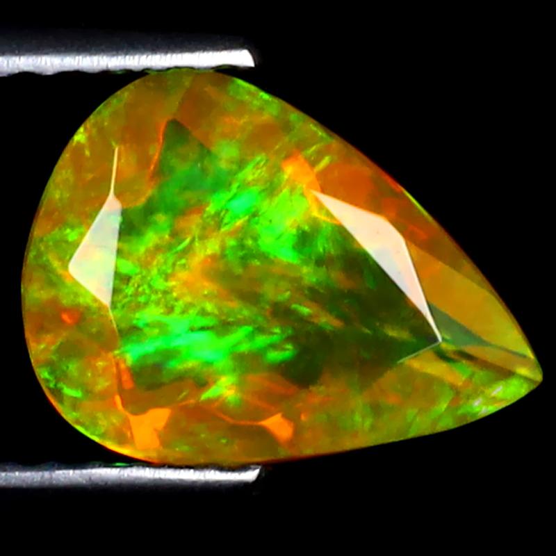 1.32 ct Fantastic Pear (10 x 8 mm) Ethiopian 360 Degree Flashing Rainbow Opal Natural Gemstone