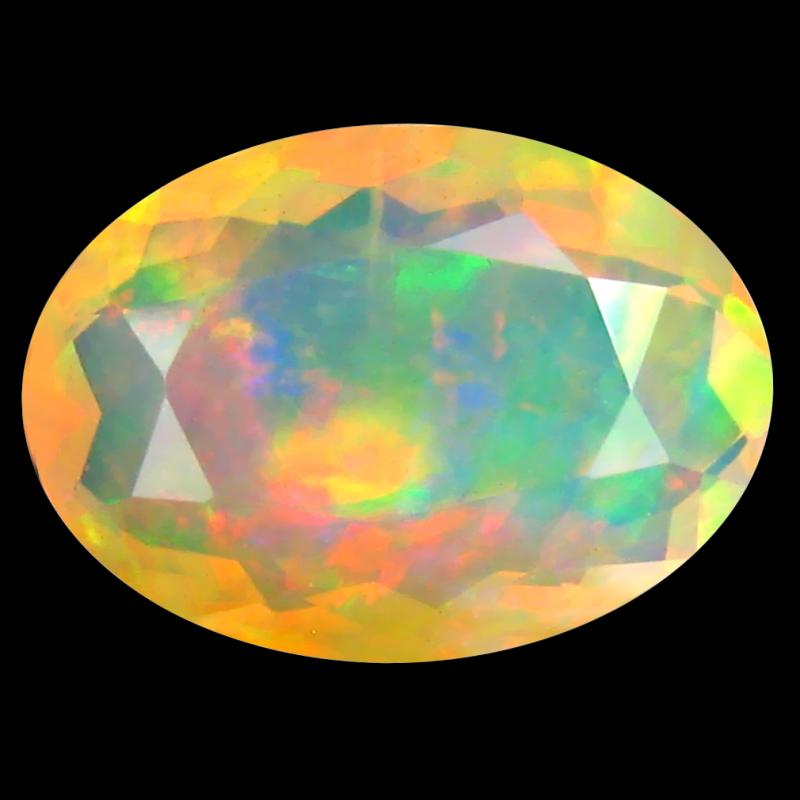 2.97 ct Very good Oval (13 x 9 mm) Un-Heated Ethiopia Rainbow Opal Loose Gemstone