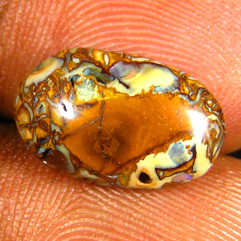 3.59 ct Mind-Boggling Fancy Shape (14 x 9 mm) Multi Color Australian Koroit Boulder Opal Natural Loose Gemstone