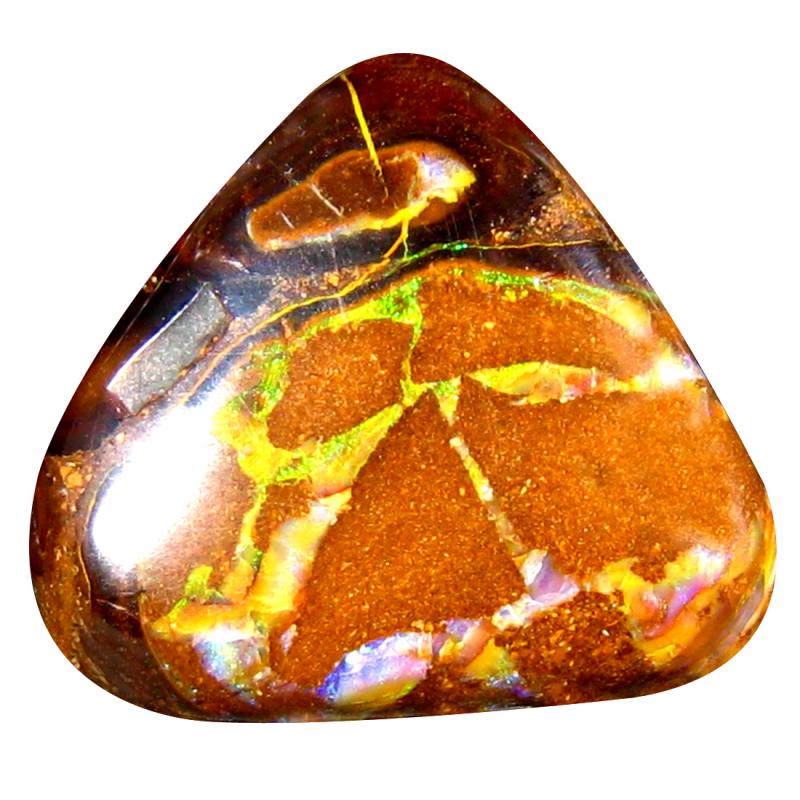 9.81 ct Eye-catching Fancy Cabochon Shape (14 x 14 mm) Play of Colors Australian Koroit Boulder Opal Natural Loose Gemstone