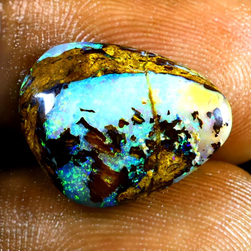 4.80 ct Mind-Boggling Fancy Shape (16 x 13 mm) Multi Color Australian Koroit Boulder Opal Natural Loose Gemstone