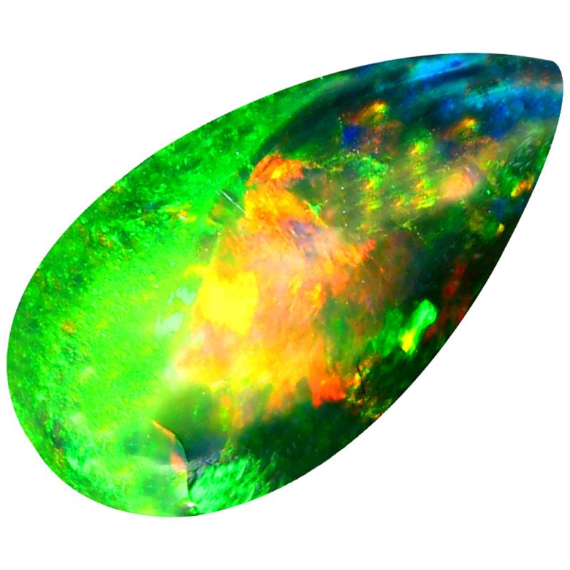 4.29 ct Pretty Pear Cabochon Cut (18 x 10 mm) Ethiopia Play of Colors Black Opal Natural Gemstone