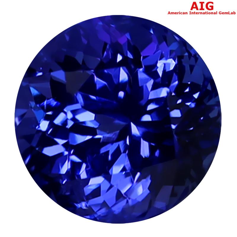 1.91 ct AIG Certified AAAA Grade Valuable Round Cut (7 x 7 mm) Violetish Blue Tanzanite Natural Gemstone