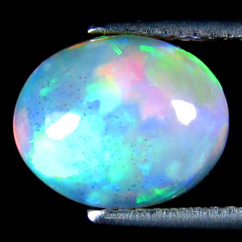 3.37 ct Phenomenal Oval Cabochon Cut (11 x 9 mm) Ethiopia Play of Colors Rainbow Opal Natural Gemstone