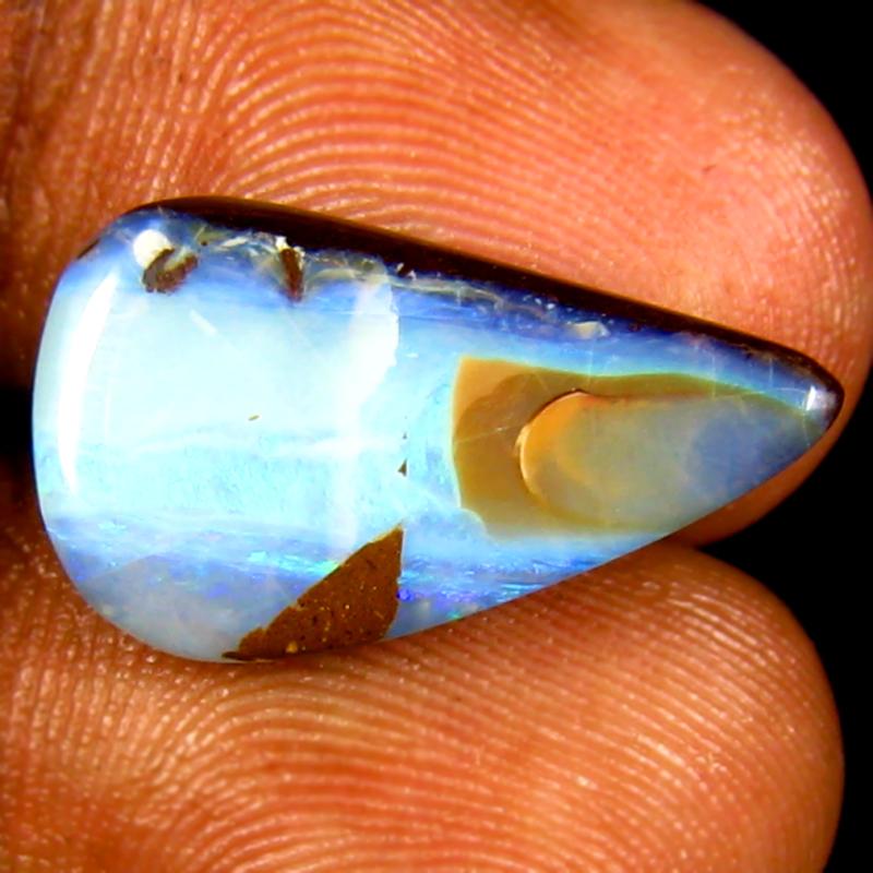 7.23 ct Fantastic Fancy Shape (20 x 11 mm) Multi Color Australian Koroit Boulder Opal Natural Loose Gemstone