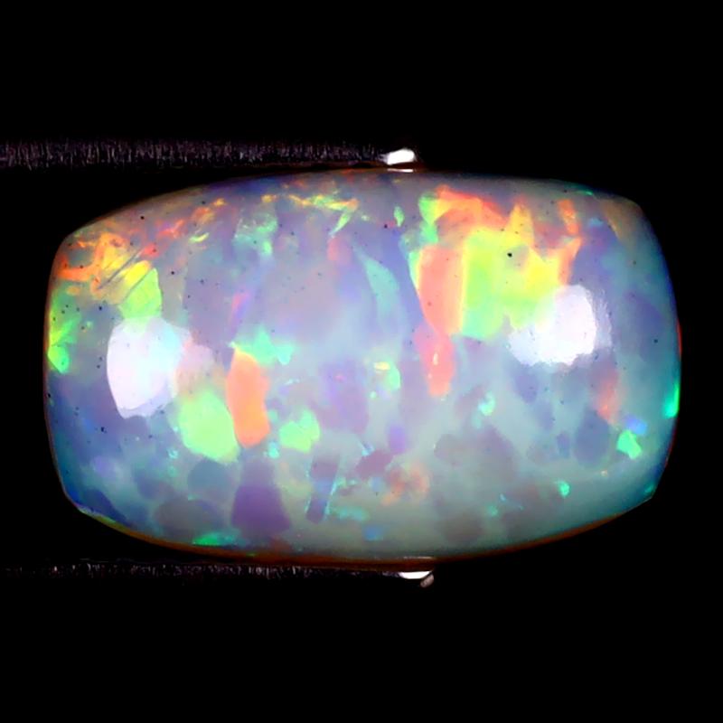 2.63 ct Magnificent Cushion Cabochon (13 x 8 mm) Ethiopian 360 Degree Flashing Rainbow Opal Natural Gemstone