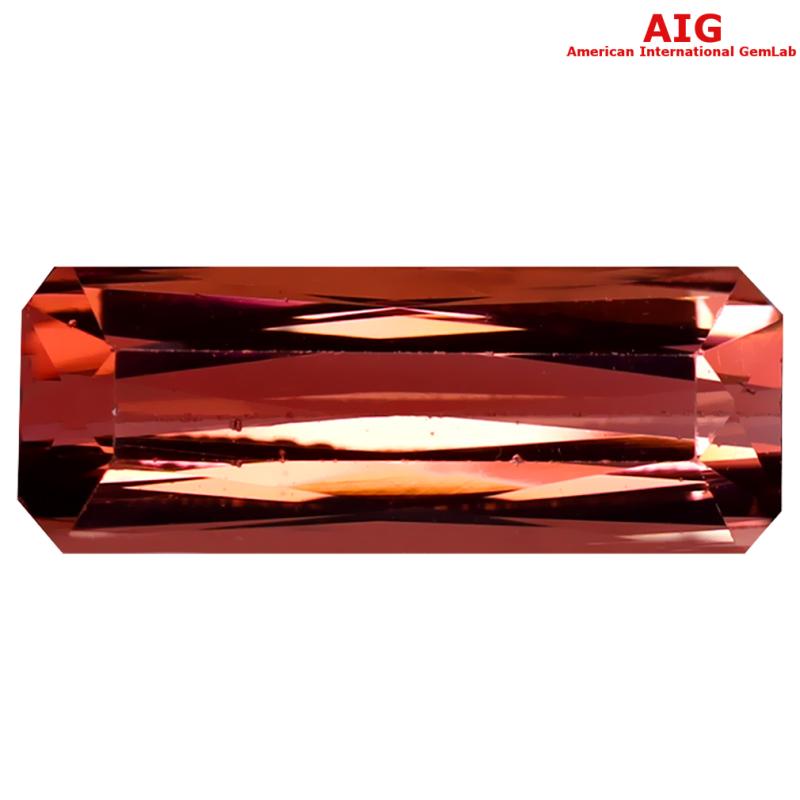 4.88 ct AIG Certified Unbelievable Octagon Cut (16 x 6 mm) Unheated / Untreated Orange Pink Tourmaline Loose Stone