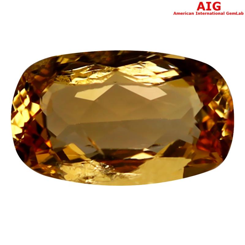 1.18 ct AIG Certified Extraordinary Oval Cut (8 x 5 mm) Unheated / Untreated Orange Yellow Imperial Topaz Loose Stone