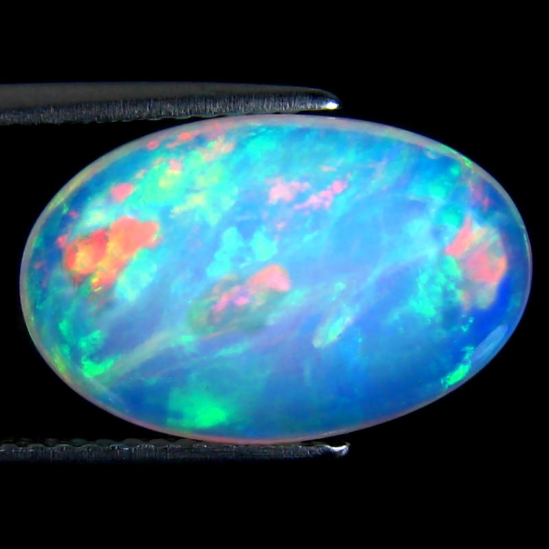 4.91 ct Marvelous Oval Cabochon (16 x 10 mm) Ethiopian 360 Degree Flashing Rainbow Opal Natural Gemstone