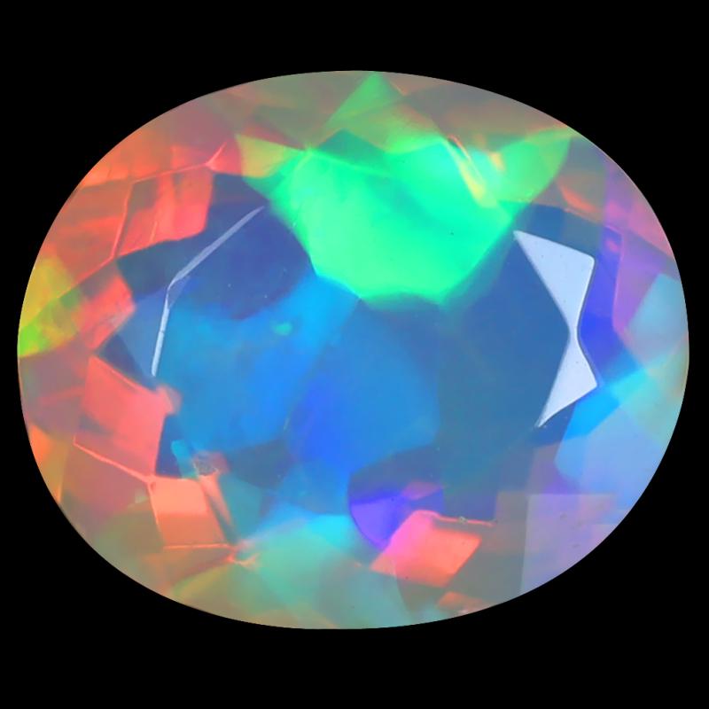 3.89 ct Incredible Oval (13 x 11 mm) Unheated / Untreated Ethiopia Rainbow Opal Loose Gemstone