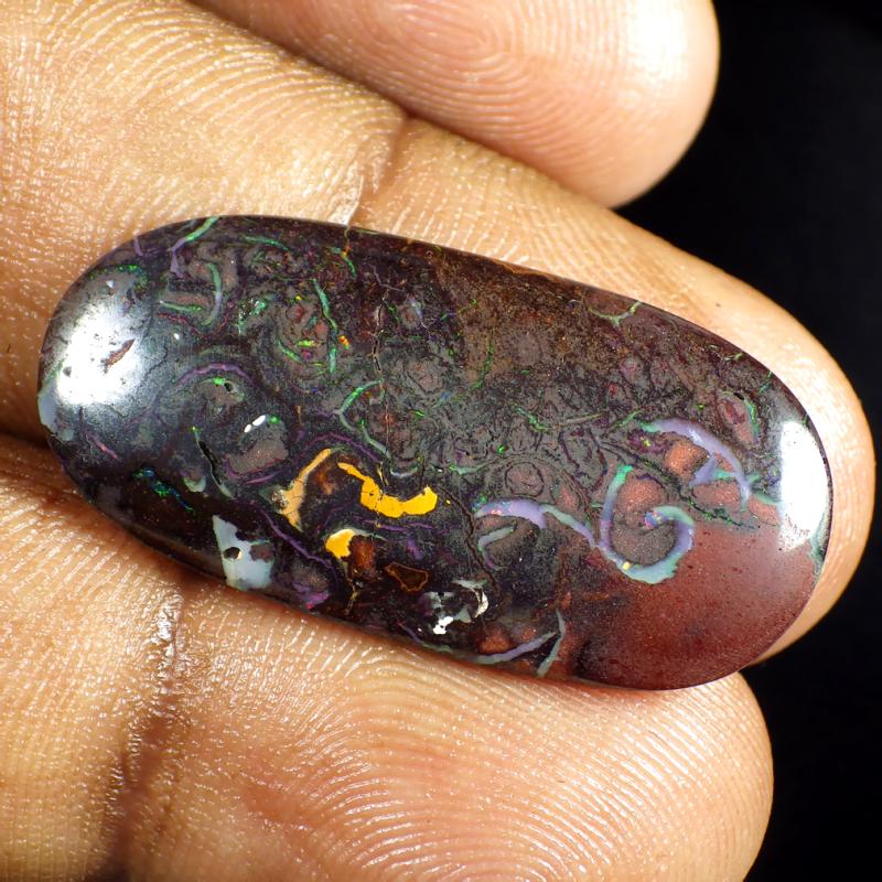 13.80 ct Five-star Fancy Shape (30 x 15 mm) Multi Color Australian Koroit Boulder Opal Natural Loose Gemstone