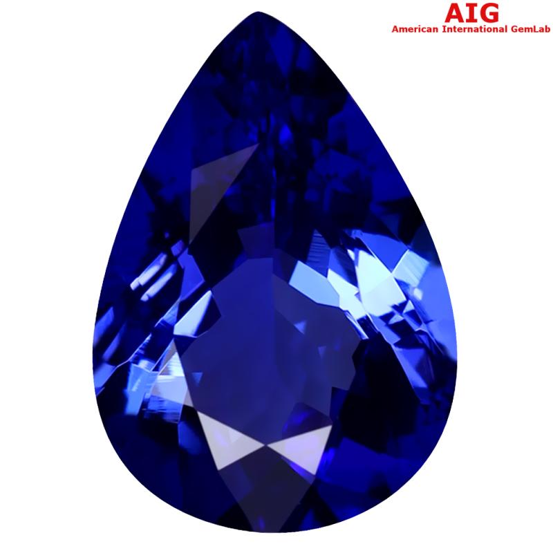 2.70 ct AIG CERTIFIED AAAA GRADE GOOD-LOOKING PEAR CUT (12 X 8 MM) D'BLOCK TANZANITE GEMSTONE
