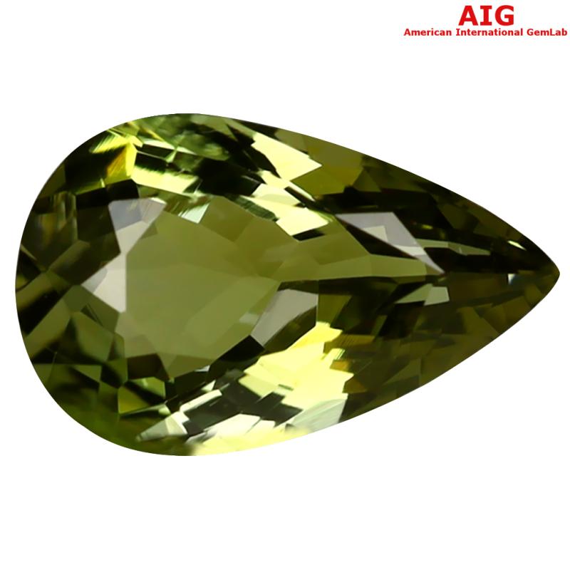 1.98 ct AIG Certified Amazing Pear Shape (11 x 7 mm) Yellow Green Tanzanite Natural Gemstone