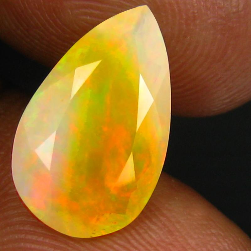 2.26 ct Eye-catching Pear (14 x 9 mm) Un-Heated Ethiopia Rainbow Opal Loose Gemstone