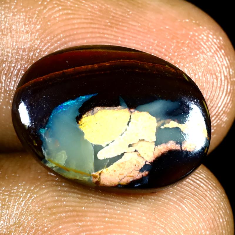 12.08 ct Incredible Fancy Shape (17 x 12 mm) Multi Color Australian Koroit Boulder Opal Natural Loose Gemstone
