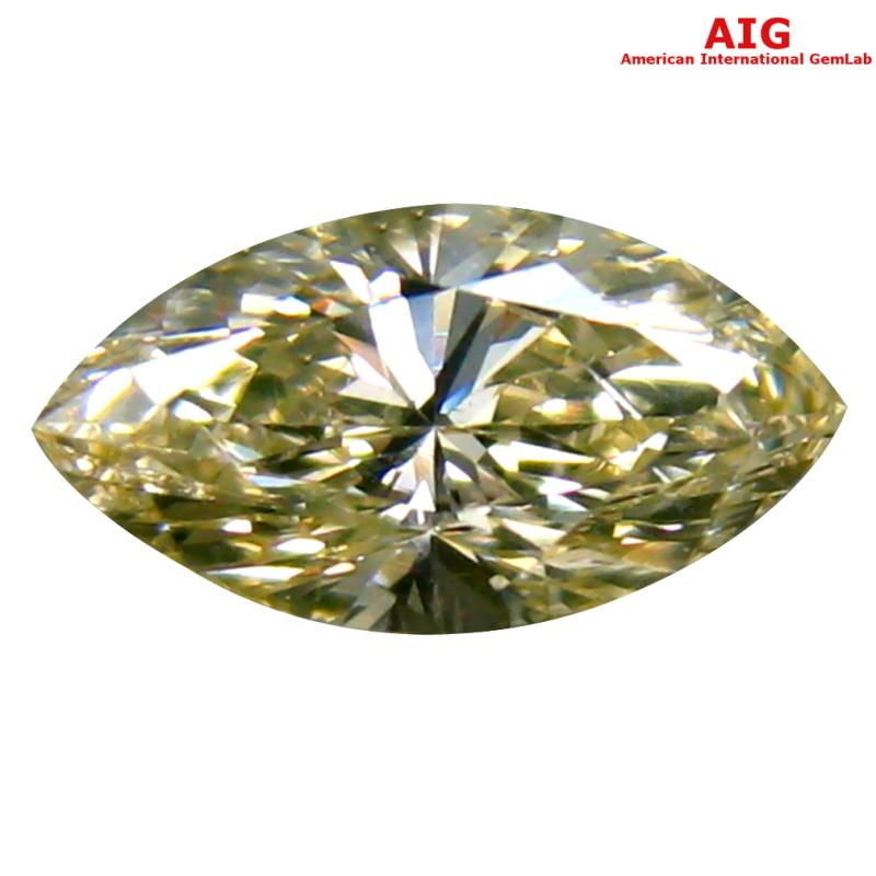 0.34 ct AIG Certified Splendid VS2 Clarity Marquise Cut (7 x 4 mm) Fancy Light Yellow Diamond Stone