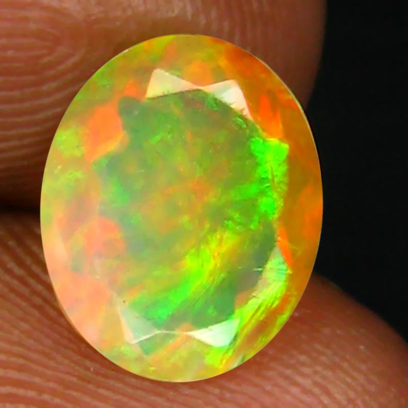 1.54 ct Lovely Oval (10 x 8 mm) Un-Heated Ethiopia Rainbow Opal Loose Gemstone