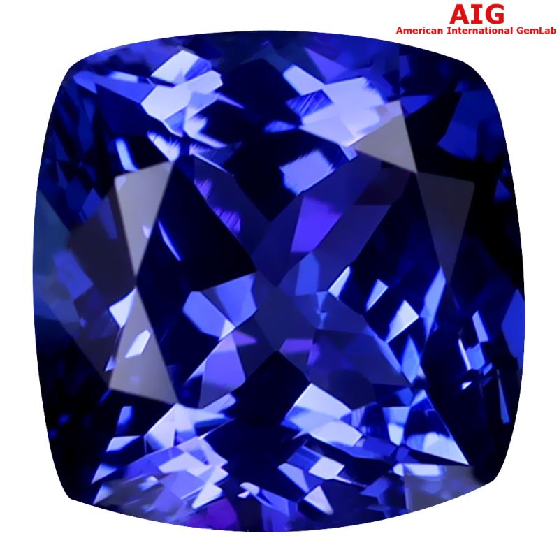 3.09 ct AIG CERTIFIED AAAA+ GRADE FABULOUS CUSHION CUT (8 X 8 MM) D'BLOCK TANZANITE GEMSTONE