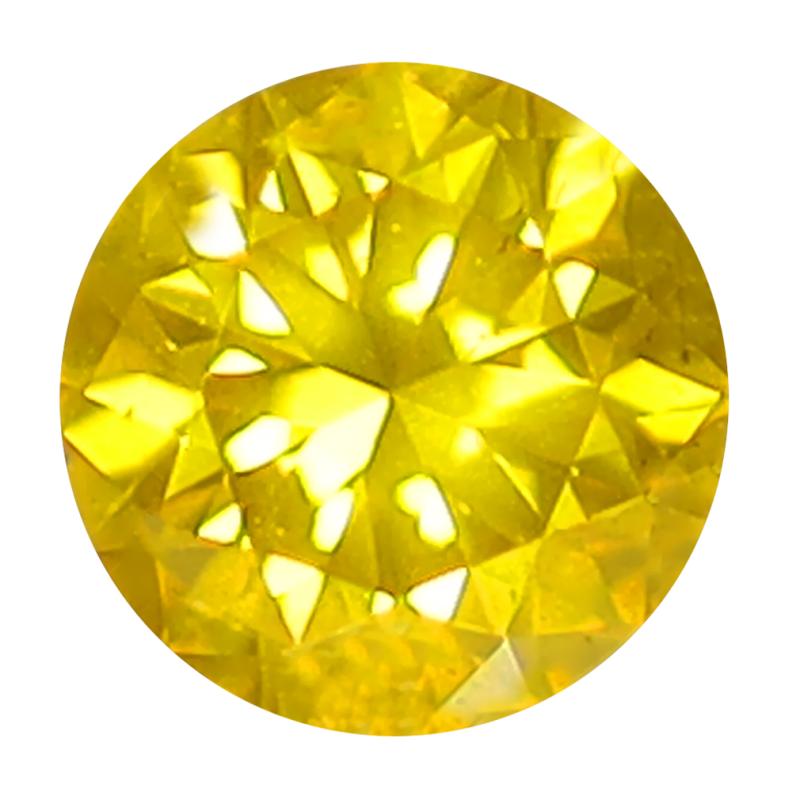 0.30 ct Topnotch Round Cut (4 x 4 mm) SI Clarity Fancy Vivid Yellow Yellow Diamond Loose Stone