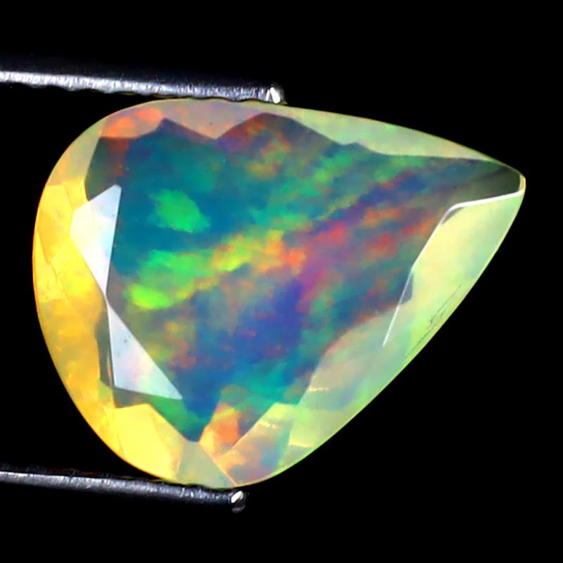 1.67 ct Incredible Pear (12 x 9 mm) Ethiopian 360 Degree Flashing Rainbow Opal Natural Gemstone