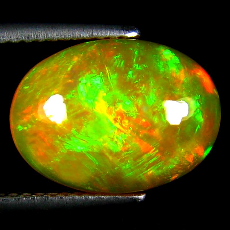 4.00 ct Mind-Boggling Oval Cabochon Cut (14 x 10 mm) Ethiopia Play of Colors Rainbow Opal Natural Gemstone