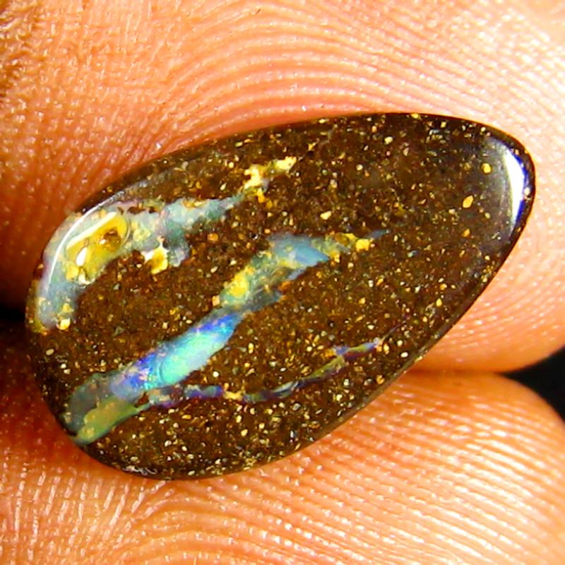 3.51 ct Tremendous Fancy Shape (16 x 10 mm) Multi Color Australian Koroit Boulder Opal Natural Loose Gemstone
